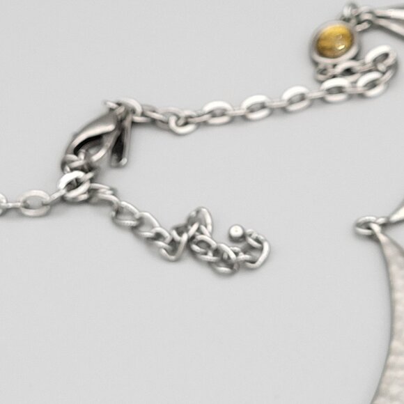 Lane Bryant Hammered Silver Tone Layered Crescent Necklace Lobster Clasp - Picture 7 of 7